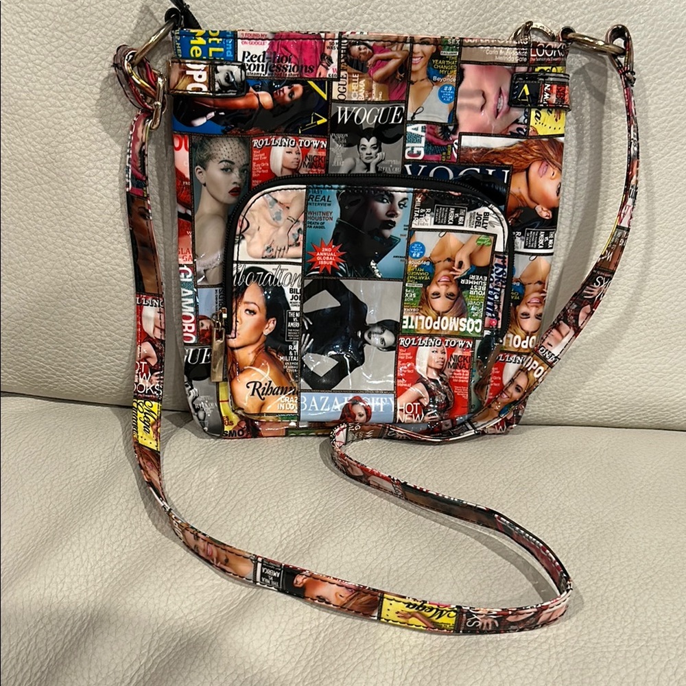 Magazine Print Crossbody Bag